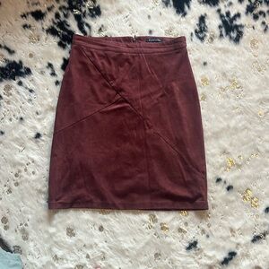 Rust faux suede skirt